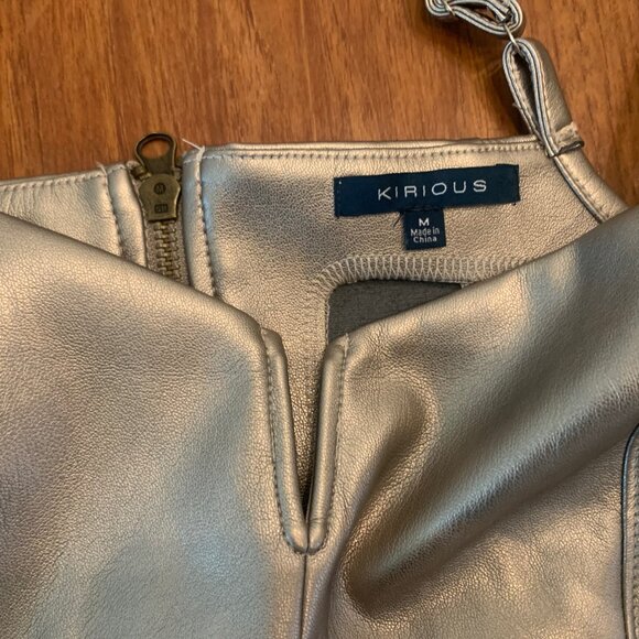 Kirious Los Angeles Antique Silver Butter Faux Leather Corset Bustier Top, Med - Picture 2 of 6